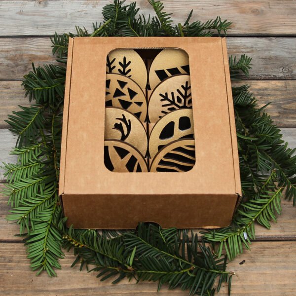 Christmas Wooden Baubles Golden and Black - Image 4