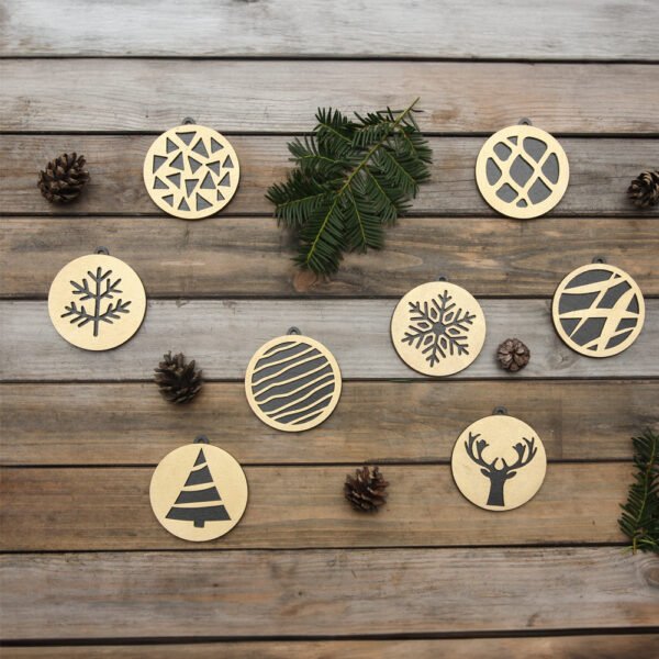 Christmas Wooden Baubles Golden and Black