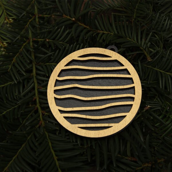 Christmas Wooden Baubles Golden and Black - Image 2